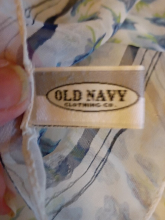 Old Navy Sheer Floral Scarf in Blue, Green On Sheer White Back Ground - Picture 2 of 3